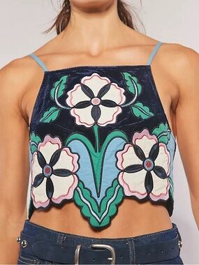 Free People NWT Appliqué Blouse top size S